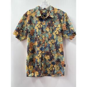 Patagonia Men's Floral Hawaiian Button Front Shirt Organic Cotton Size M